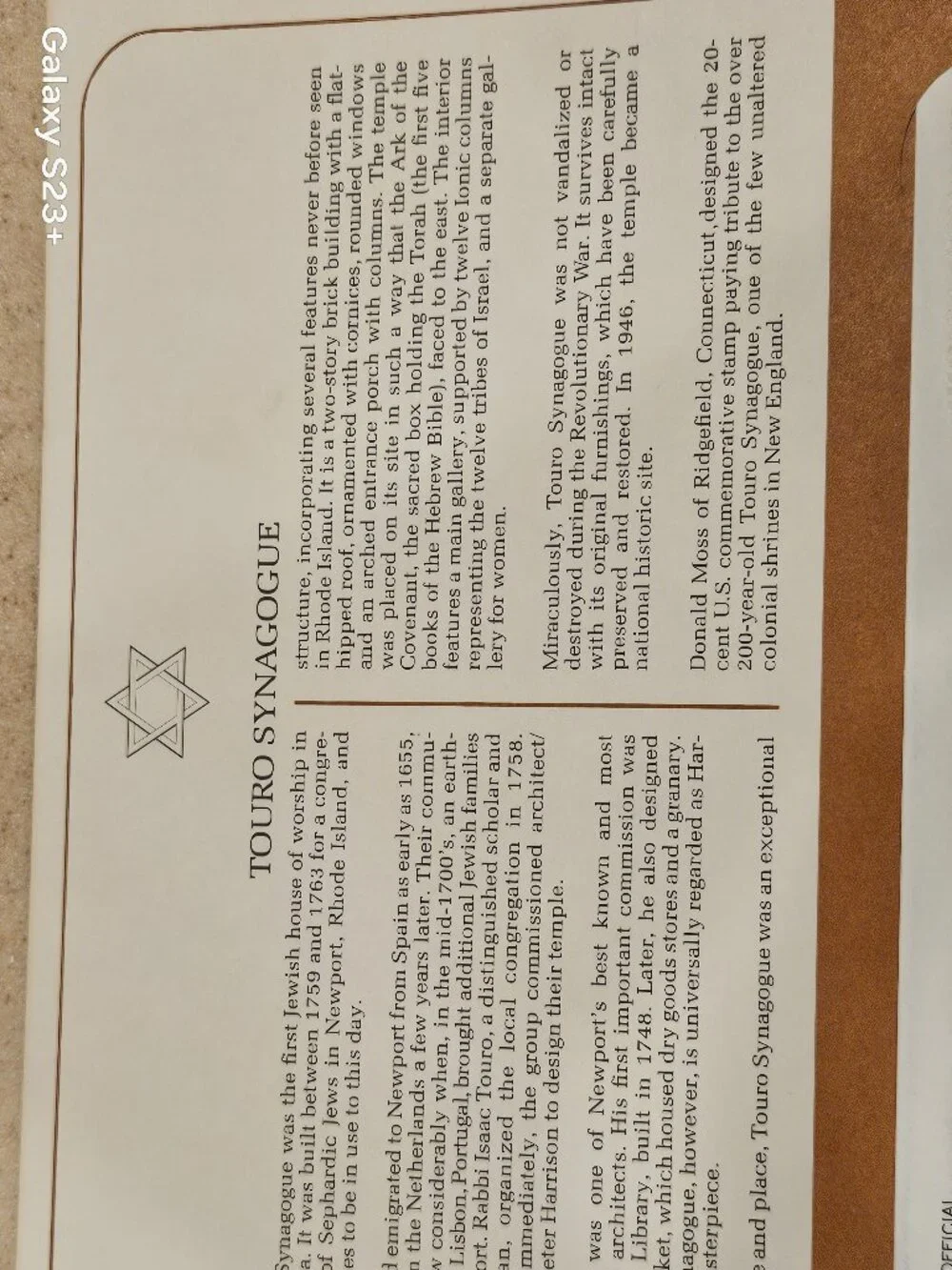 RARE COLLECTIBLE USPS 1ST DAY ISSUE COVER JEWISH TOURO OLDEST US SYNAGOGUE STAMP